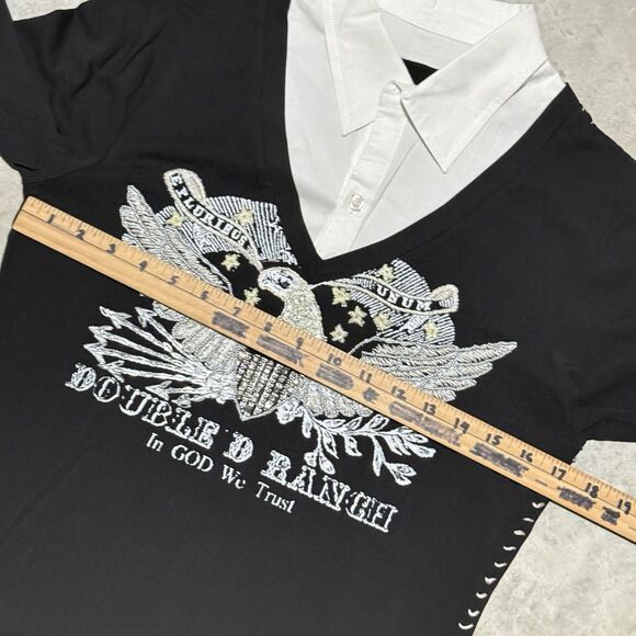 Double D Ranch Top Women Medium Patriotic Bald Eagle Embelished Western - Picture 3 of 10